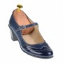 Oferta marimea 39 - Pantofi dama, eleganti, din piele naturala in combinatie cu piele lac, culoare bleumarin - LP104BLBL